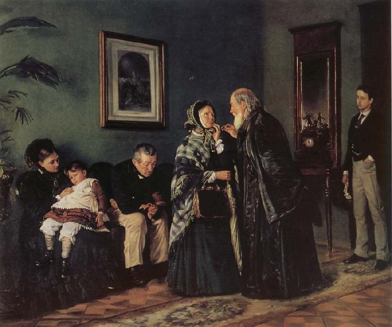 Makovsky, Vladimir In the Doctor-s Wating Room France oil painting art